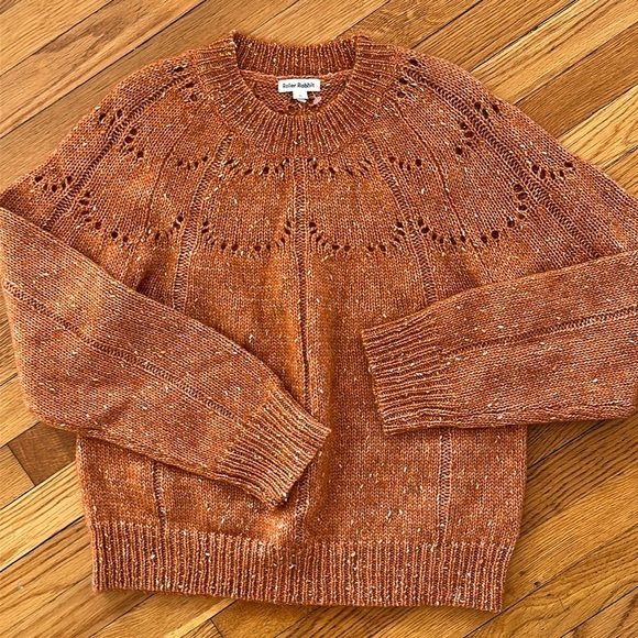 Roller Rabbit Sweaters - NWOT Roberta Roller Rabbit Velma alpaca wool orange rust SPECK sweater eyelet